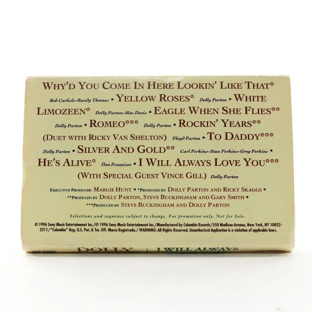 Dolly Parton, I Will Always Love You (Advance Promo Cassette Tape 1996) ACC67582 - Picture 2 of 7